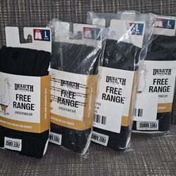 (4) Size L BLACK Duluth Trading Co. Free Range Boxers