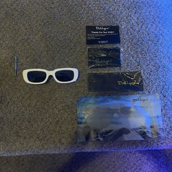 White Dollger Rectangle Sunglasses - Used