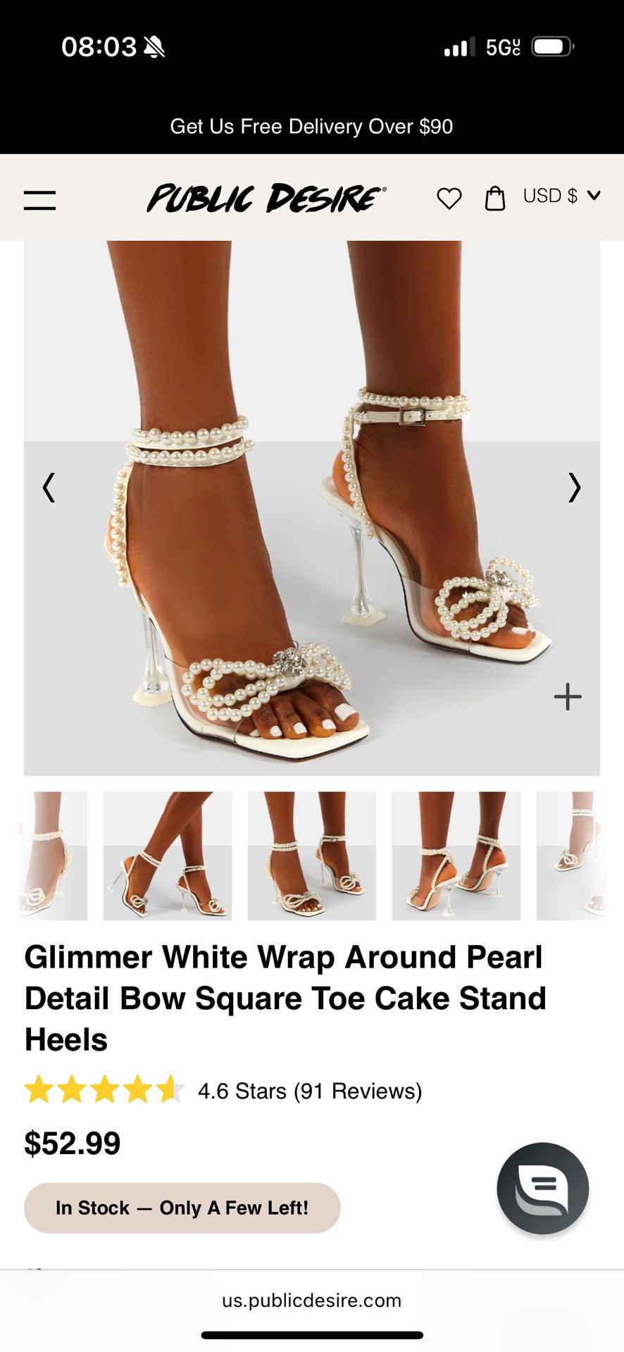 White Clear Pearl Bow Heels