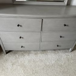 Selling Queen Platform Bed, Two Drawer Nighstand, Six Drawer Dresser with Mirror