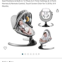 Baby Swings for Infants, 5 Speed Bluetooth Baby Bouncer with 3 Seat Positions & Built-in 12 Music