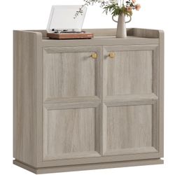 SICOTAS Buffet Cabinet with Storage 34" Sideboard Accent Storage Cabinet with Doors & Shelves Modern Buffet Table with Golden Handle Credenza Side Boa
