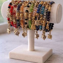  Beautiful Beaded Charm Bracelet Set (12 Pieces) 