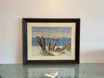 Carole Dupree 1975 Watercolor Painting In Wood Frame