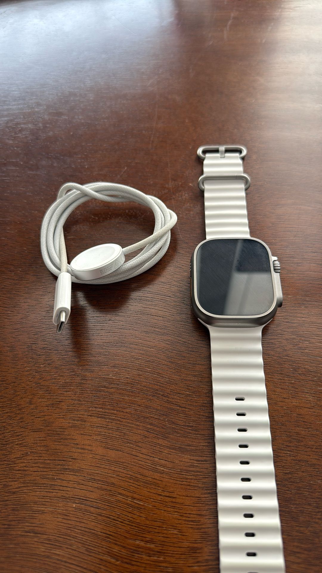 Apple Watch Ultra (GPS + Cellular) 49mm Titanium Case w/ White Ocean Band