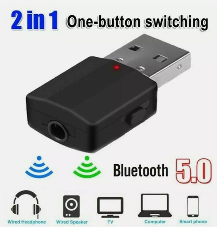 USB Bluetooth 5.0 Audio Adapter Transmitter Receiver for TV/PC Car AUX Speaker-S