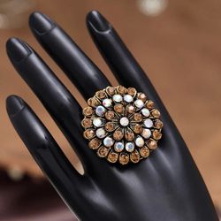 Oxidized Fashion Statement Ring