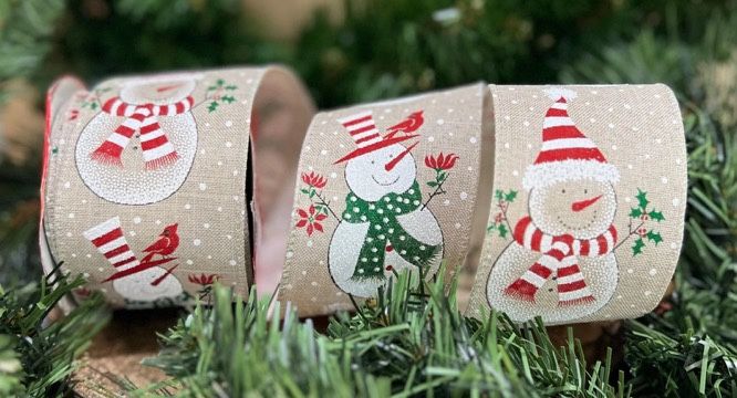 Glitter Snowman Wired Edge Burlap Ribbon Christmas Craft DIY Supplies