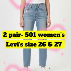 levi’s 501 indigo wash size 26 &27