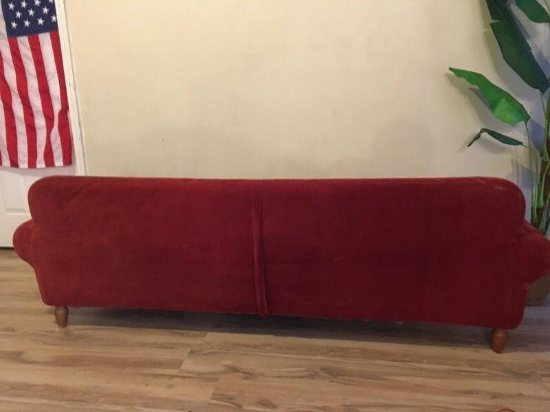 Modern Mid-Century Rustic Orange Couch