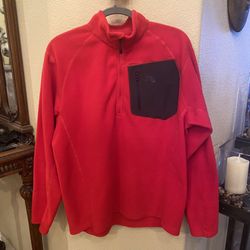 THE NORTH FACE Men Red 3/4 Zipped Fleece Polartec Pullover Sweater Size Large