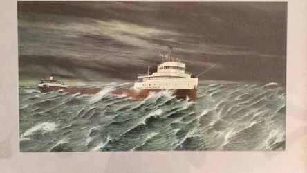 SS Edmund Fitzgerald – Robert J. Tyrrell, signed and numbered print 34 1/4” x 22 1/2”.
