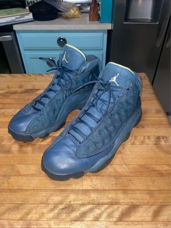 Air Jordan blue leather basketball shoes size 11