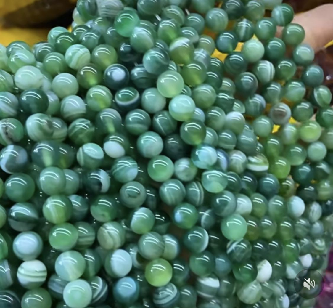 Botswana Green Stripe Agate 10mm Loose Beads (1 strand 15”-16”)