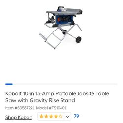 Kobalt Table Saw 10 Inch 15 Amp