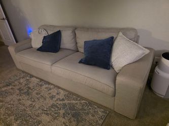 Large Beige Fabric Sofa