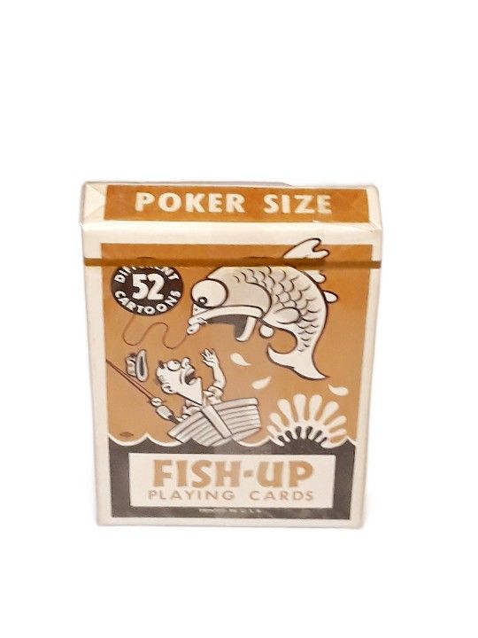 Vintage Fish-Up Cartoon Poker Size Playing Cards - Tan Cover