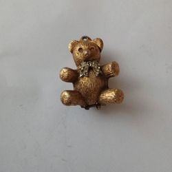 Max Factor Gold Toned Bear Pendant With Hidden Opening