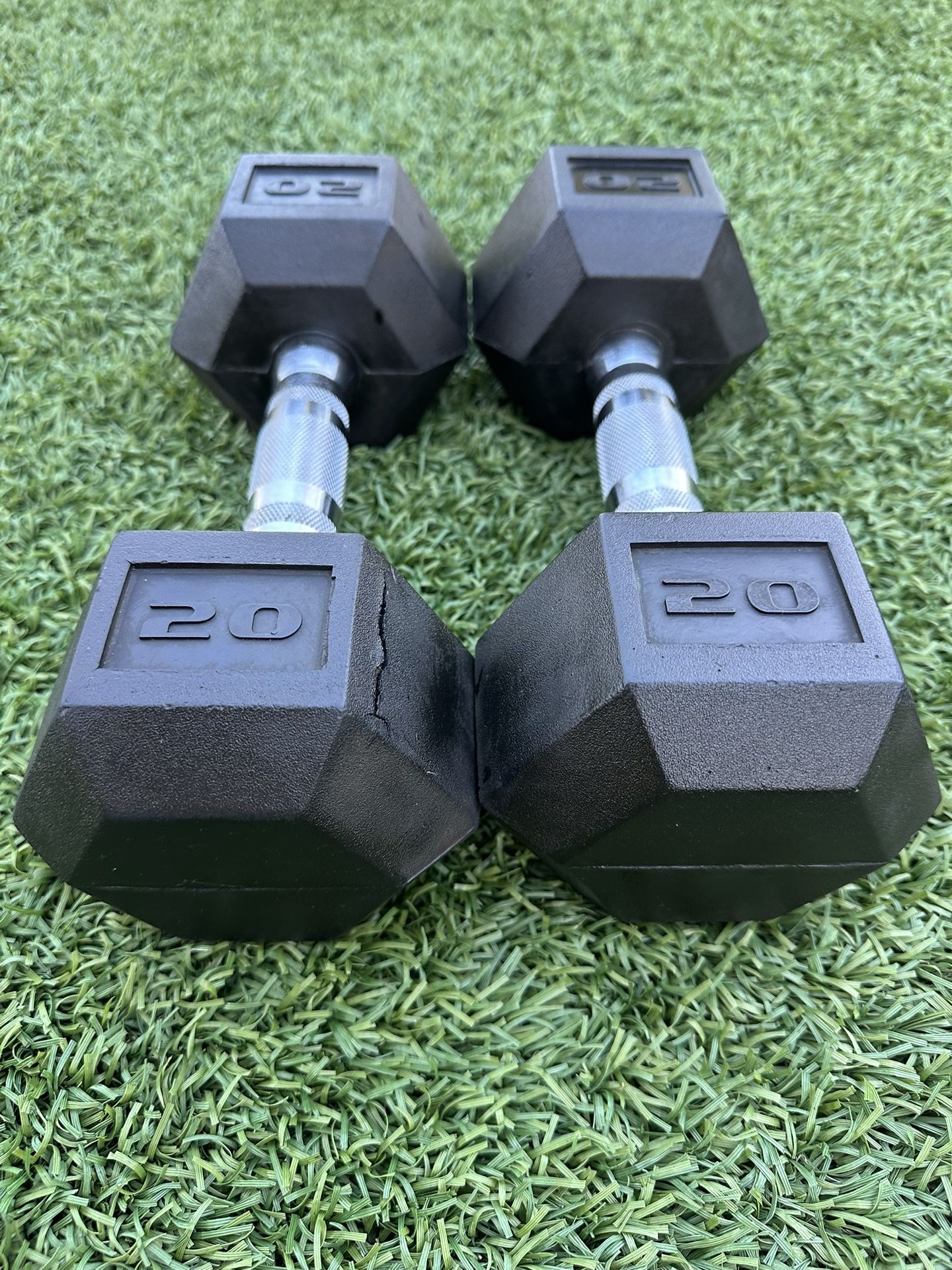 20 LB Rubber Hex Dumbbells