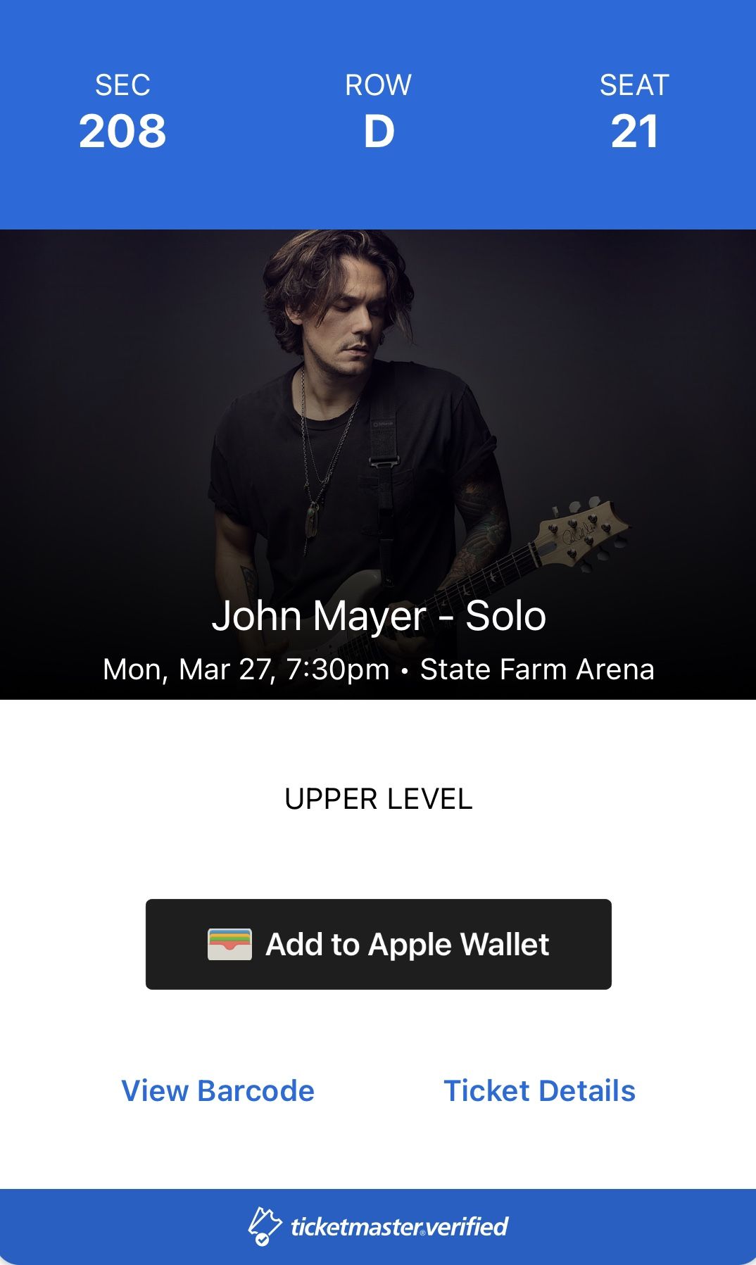 John Mayer in Atlanta on March 27