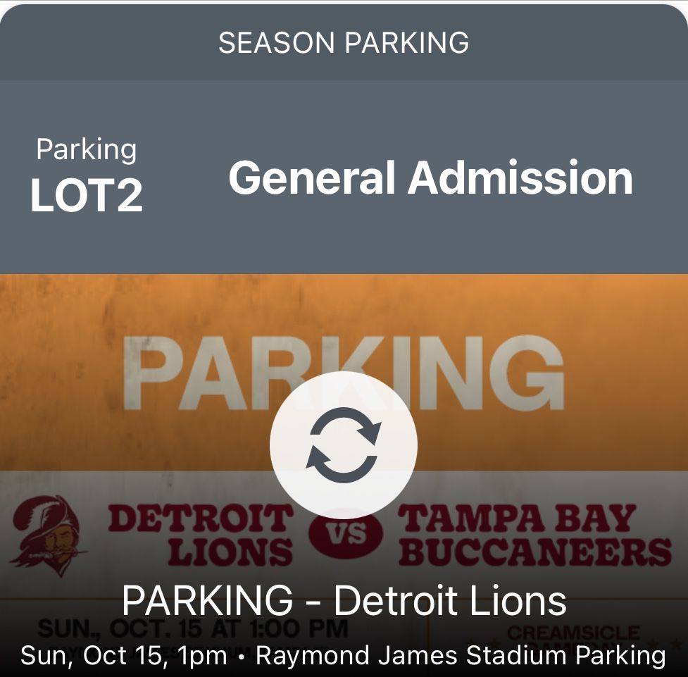 Buccaneers Vs Detroit Lions PARKING