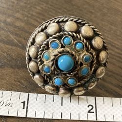 Vintage royal silver And Turquoise tone adjustable