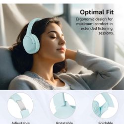 TOZO Bluetooth 5.4 Over Ear Headphones, ENC Call Noise Cancelling Mic, Foldable Wireless Headset, 70H Playback, Deep Bass Stereo Sound, Customizable E