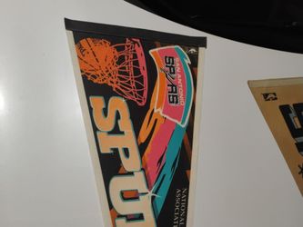 Vintage 1990s San Antonio Spurs Felt Pennant featuring the team's retro basketball and multi-color stripe design $20.00