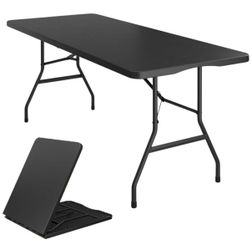 6ft Heavy-Duty Fold-in-Half Utility Table - Portable & Commercial Grade -new Mesa De Fiesta Folding
