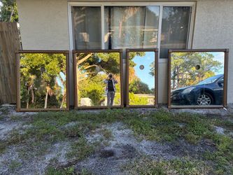 4 beautiful mirrors with a 4 inch cut out for a light fixture the big ones measured around 48 x 48 Ish the smaller ones is 29 x 48. They’re all the