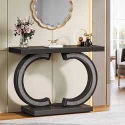 CONSOLE TABLE Mirrored 40” With C-Shape
