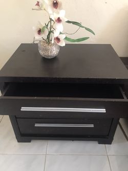 Quality and value solid dark wood table with 3 large drawers