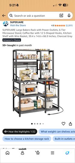 6 Tier Microwave Stand/Coffee Bar - Pickup Only
