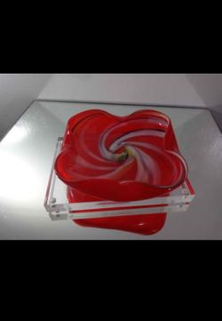 VINTAGE BLOWN GLASS BOWL - ASHTRAY 7"×1.5"