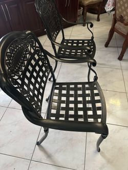 NEW Magic Union Set of 2 Cast Aluminum Patio Dining Chairs, All-Weather Stackable Outdoor