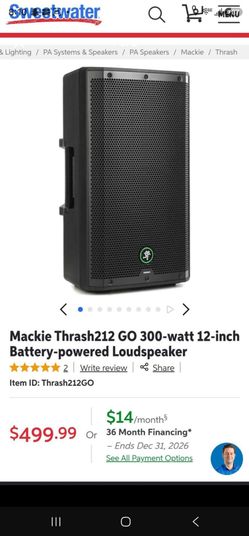 Mackie thrash 212 battery powered speaker