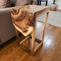 End/side Table Live Edge Monkey Wood Slab 