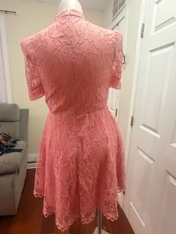 Pink Lace Short Sleeve Mini Dress