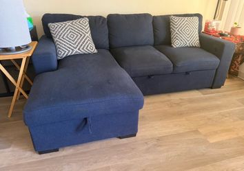 3 seat sofa/ couch - pull out, chaise, cup holders,