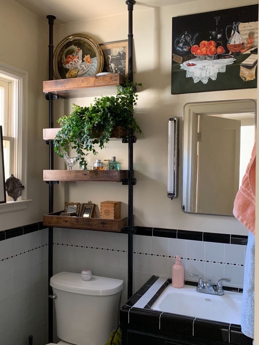 Farmhouse Shelves / Rack with Storage and Outlet