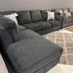 Abinger Smoke 2-Piece LAF Chaise Sectional (Raf and Laf sectional & couch sofa, loveseat, recliner options 