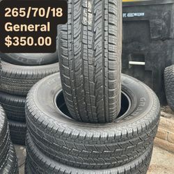 SET OF FOUR USED TIRES 265/70/18 GENERAL 