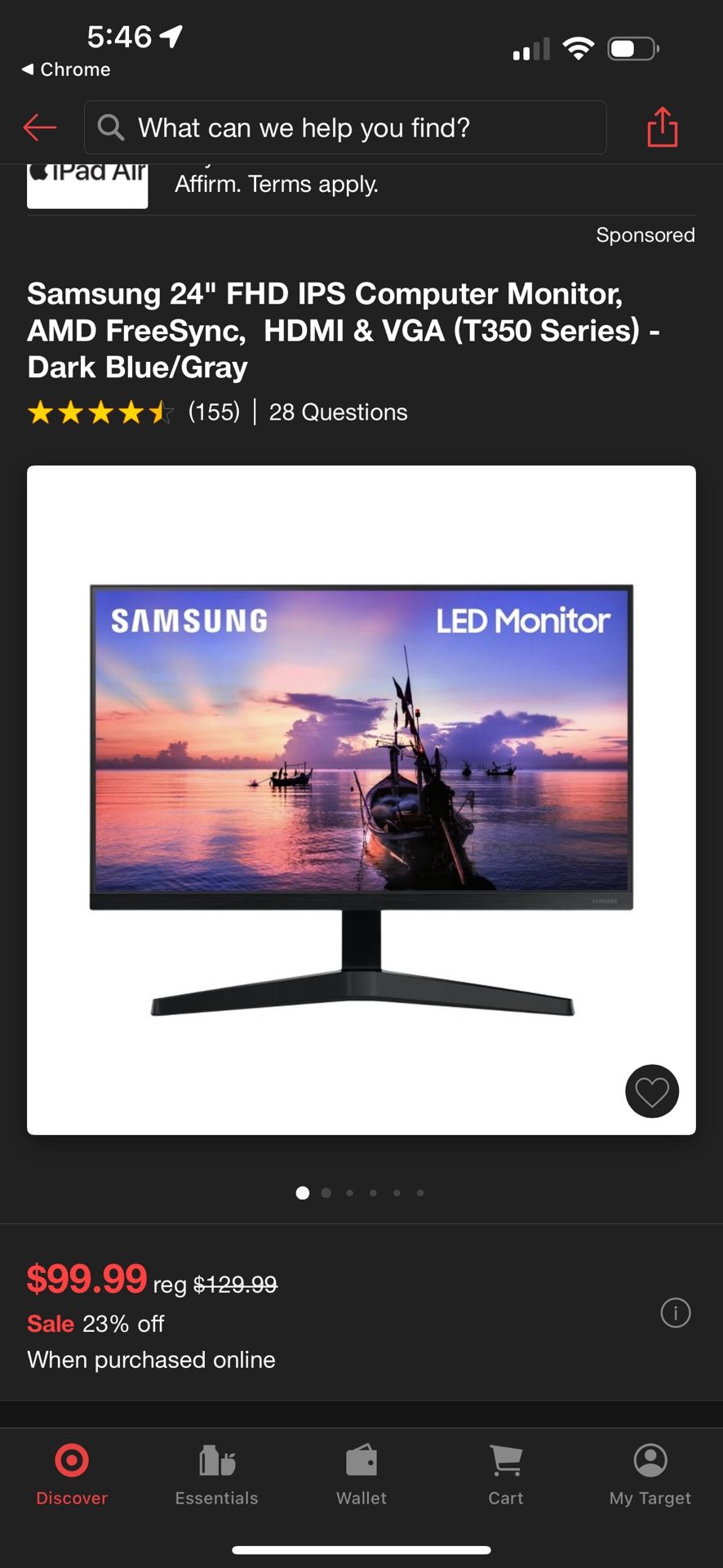 Samsung 24 Inch LED Computer Monitor