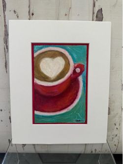 Original Pastel Artwork - Heart Latte Art - Coffee Art