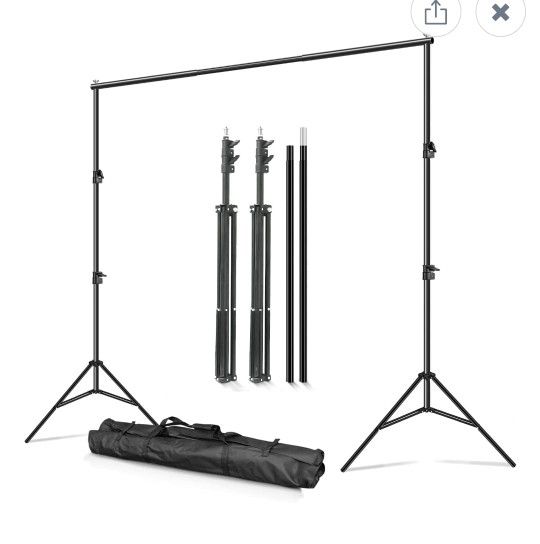 Adjustable Photo Background Stand with Carry Bag for Photography Photo Video Studio, Baby Shower, Birthday Party (6.4ftx10ft)