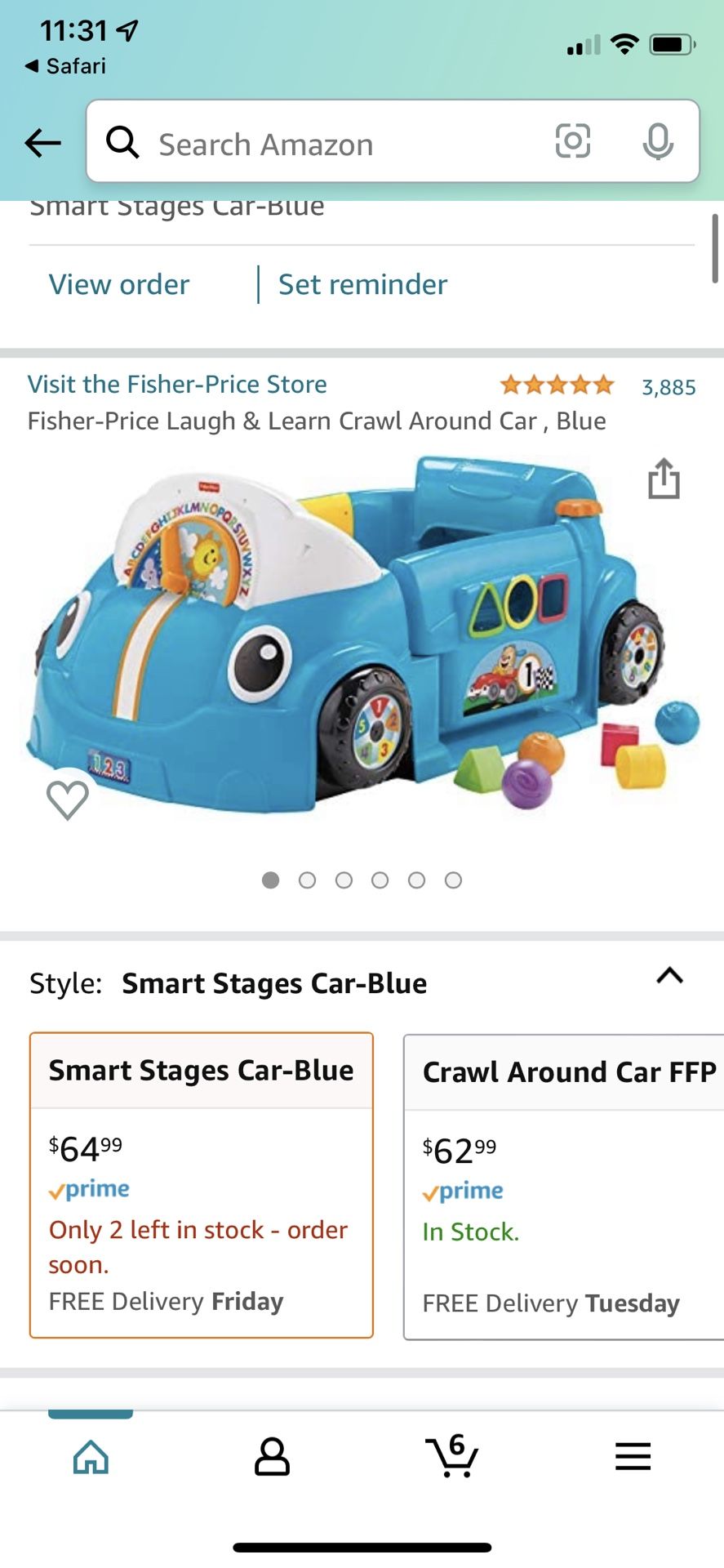 Fisher price smart stages car blue sale