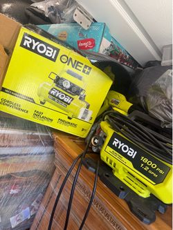 RYOBI COMPRESSOR AND PRESSURE WASHER