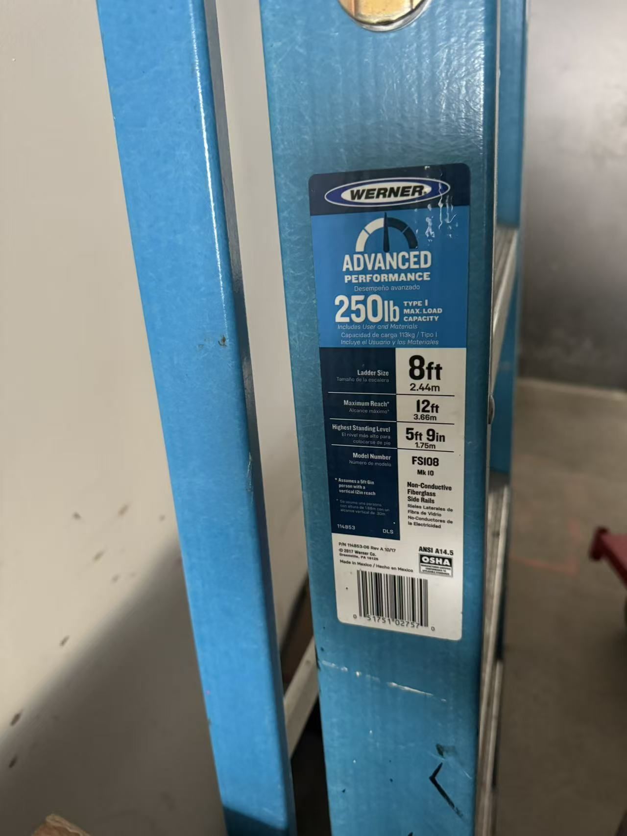Werner 8ft Fiberglass Step Ladder – $70