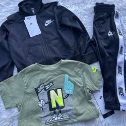 Nike Black and Olive Green tee Tracksuit Set size 2T