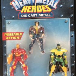 WMarvel: EHeavy Metal Heroesy: Ironman,wolverine, And Dr Doom: Poseable Die cast Figures 